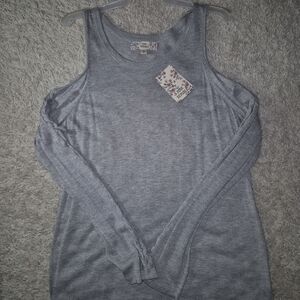 Women's Pink Republic Cold Shpulder Gray Sweater Top NWT